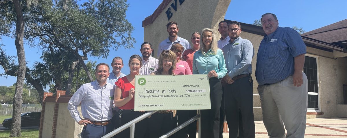 INK receives Publix donation for $28,452 in support-of-the Tools-4-Schools program in St. Johns County Fla.