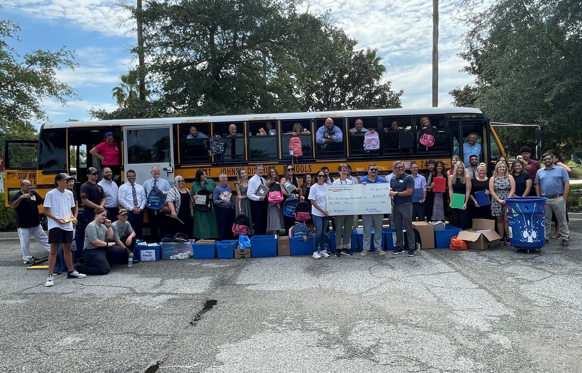 The David Weekley Homes Jacksonville and St. Johns Teams collect supplies to help Stuff the Bus.